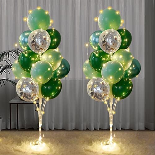 Balloon Stand for Floor with String Light 2 Set Green Centerpieces Balloon Holder Decoration for Wedding Baby Shower Birthday Party Surprise Nature Forest Theme Party by Cicicooie