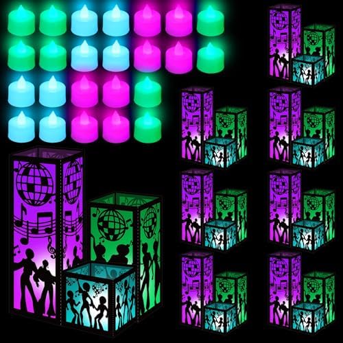 Rossesay 24 Pcs Disco Lantern Table Centerpiece for 70s Music Party Decor by Rossesay