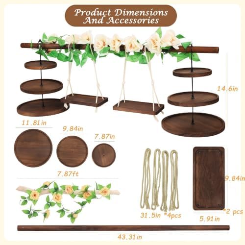 Wooden 3 Tier Cupcake Dessert Table Display Stand with Swing, Larger - Image 2