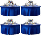 Royal Blue 4PCS Round Spandex Tablecloth for 5FT/60In Round Table, Stretchy Table Cloth with Skirt, Washable Fitted Tablecloth, Circle Wrinkle Free Table Cover for Wedding Party Banquet Event by Torrowsrort