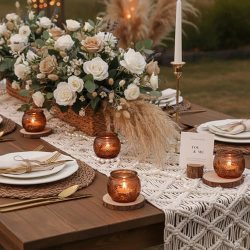 36 Pcs Amber Candle Holders Bulk- Floral Style Vintage Candle Holder for Rustic/Boho Wedding Table centerpieces, Bridal Shower, Baby Shower Decoration - Image 5
