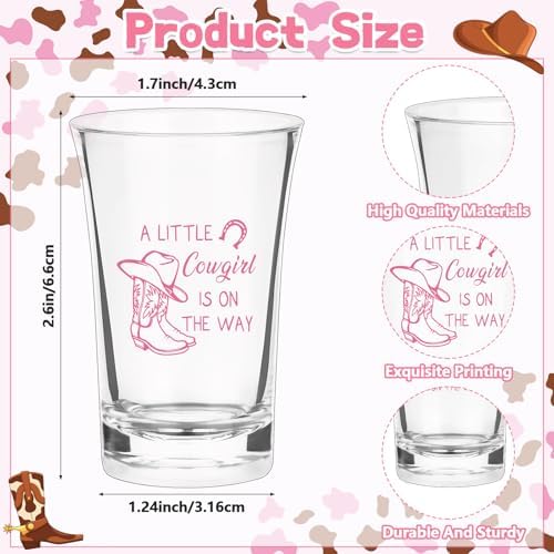 60 Sets Western Cowgirl Baby Shower Acrylic Shot Glasses A Little Cowgirl is On The Way Shot Glasses with Thank You Cards Organza Bags for Gender Reveal Cow-Girl Themed Birthday (Pink) - Image 2