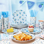 Honeydak 210 Pcs Blueberry Party Supplies for 30 Guests, Includes Plates, Cups, Napkins, Cutlery - Blueberry Checked Birthday Tableware Decorations for 1st Birthday, Summer Fruit Party - Image 2