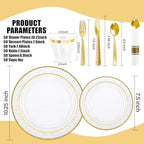Ciaell 350 Piece Gold Plastic Plates for Weddings Parties - Image 2