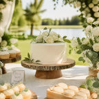 Wood Cake Stand 10-12 Inch, Natural Wedding Cake Table Display Stands, Rustic Large Cake Decorating Supplies for Party/Baby Showers/Reception/Event - Image 2