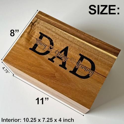 Personalized Christmas Gift for Dad Custom Engraved Wood Box Kids Names - Image 6