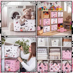CHENGU 6 Pcs Halloween Storage Bins Collapsible Pink Ghost Storage Baskets - Image 3