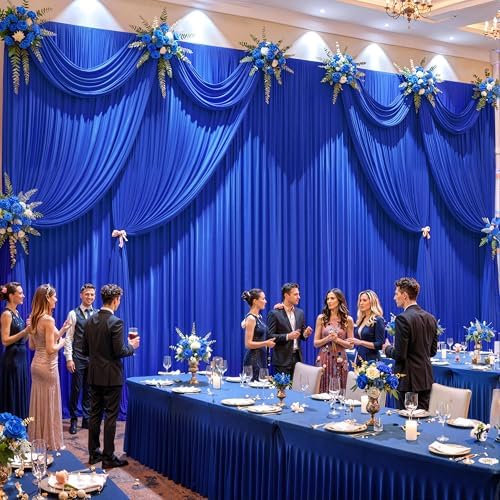 30x10FT Backdrop Curtains with Rod Pockets - Wrinkle Free Photo Stage Backdrop 6 Panels Curtains Drapes for Photography Wedding Party Baby Shower Decorations (Royal Blue) - Image 7