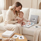 15 Pack Baby Inkless Milestone Cards Album, Inkless Baby Hand Footprint Kit, Monthly Milestone Signs, Baby Book Keepsake, Baby Growth Milestone Cards for Newborn (White Box+Frame) - Image 3