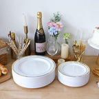 White Gold Rim Disposable Plates, 100Pcs Dinner 10.25" & Dessert 7.5" - Image 5