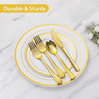 Goodluck 600 Pieces Gold Disposable Plastic Plates for 100 Guests - Image 5