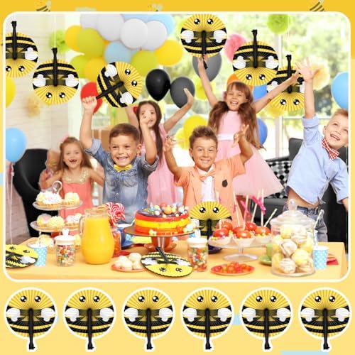 Taiyin 24 Pcs Bee Paper Fans Party Supplies Decorative Handheld Party Favor - Image 6