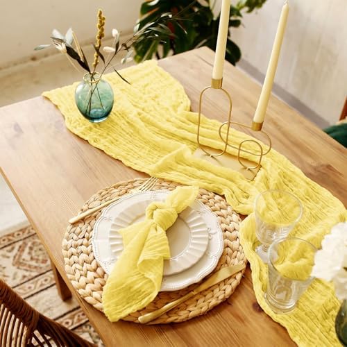 Showgeous 16 Pack Yellow Cheesecloth Table Runner 17 x 108 Inch - Image 7