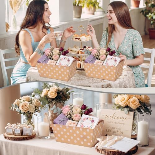 Funnymoom 24 Pack Polka Dot Gift Baskets with Handles, Kraft Base - Image 2