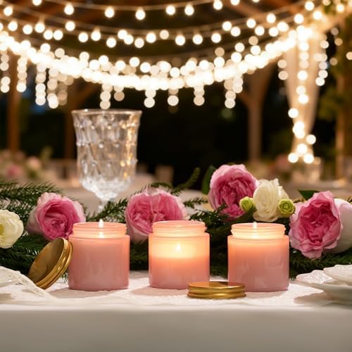 Danmu 3 oz Pink Glass Candle Jars with Gold Lids 24 Pack - Image 7