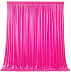 Hot Pink Satin Backdrop Curtains 8 Panels - Glitter Photo Drapes for Baby Shower, 40x10FT Shimmer Back Drop Cloth, Wrinkle Free for Birthday Wedding Holiday Celebration Bachelorette Party Decorations by WishCare