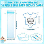 Colarr 50 Sets Baby Shower Favors for Guests Folding Fans Bulk, Blue - Image 3