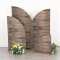 Efavormart Set of 4 Brown Rustic Wood Print Spandex Chiara Backdrop Covers, Fitted Half Moon Arch Slipcovers 2.5ft-7ft for Farmhouse and Woodland Decor by efavormart