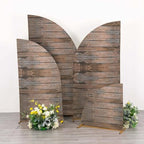 Efavormart Set of 4 Brown Rustic Wood Print Spandex Chiara Backdrop Covers, Fitted Half Moon Arch Slipcovers 2.5ft-7ft for Farmhouse and Woodland Decor by efavormart
