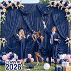 8 Panels Navy Blue Backdrop Curtain for Parties Wrinkle Free Photo Curtains Backdrop Drapes Fabric Decoration for Wedding Birthday Party Baby Shower 40ft(W) x 10ft(H) - Image 2