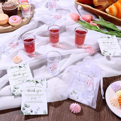 60 Sets Baby Shower Acrylic Shot Glasses It's a Girl Clear Shot Glasses Bulk with Thank You Card Organza Bags Boy Girl Theme Party Gift Tea Party Favor Thank You Gifts for Guests Gender Reveal - Image 4