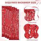 Red Big Payette Sequin Backdrop Curtain 4 Panels 2ftx8ft Sparkly Glitter Party Background for Birthday Holiday Wedding Event Decorations - Image 2