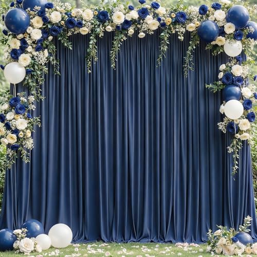 24x10FT Navy Blue Backdrop Curtains for Wedding Parties, Wrinkle Free Polyester Photography Backdrop Drapes for Graduation Baby Shower Birthday Stage Background Stand Decorations 4x10ft,6 Panels - Image 4