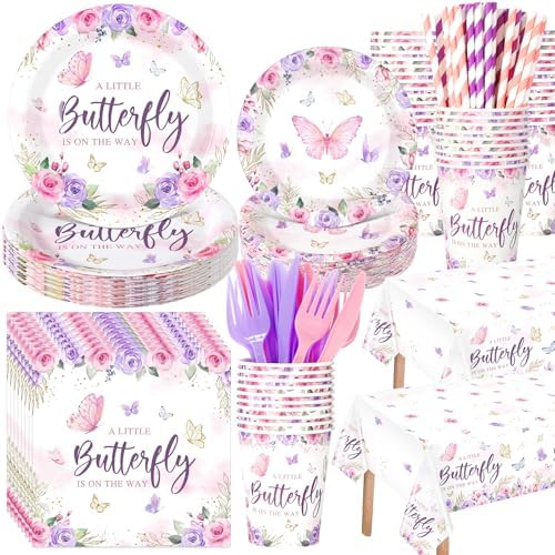 Funnymoom 452 Pcs Butterfly Baby Shower Party Decoration Supplies for 50 by Funnymoom