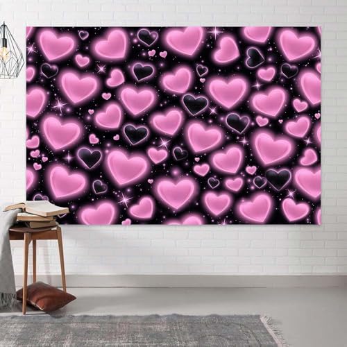 8X6FT Pink Heart Backdrop Birthday Party Decorations Photography Background Girls Baby Shower Banner Photo Booth Props Decor - Image 3