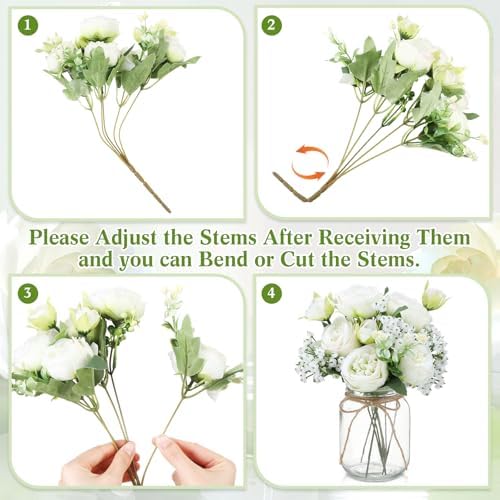 Zeyune 12 Sets Mason Jar Flowers Centerpiece Table Decorations,Green - Image 2