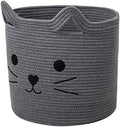 VK VK·LIVING Large Basket for Organizing Cute Animal Storage Baskets Cat Toy Storage Woven Cotton Rope Hamper Organizer for Laundry, Towels, Blanket, Toys, Clothes, Gifts, Pet Bed 15''x14'' by VKVK%C2%B7LIVING