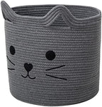 VK VK·LIVING Large Basket for Organizing Cute Animal Storage Baskets Cat Toy Storage Woven Cotton Rope Hamper Organizer for Laundry, Towels, Blanket, Toys, Clothes, Gifts, Pet Bed 15''x14'' by VKVK%C2%B7LIVING