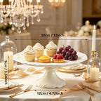 Ceramic Cake Stand Pedestal, 12 inch White Round Cake Plate for 10 in Cake - Image 2