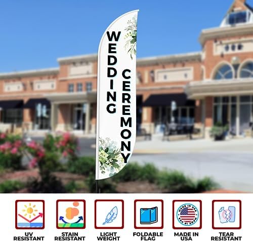 Wedding Ceremony Sign feather flag Pole Kit for Outdoor by Mavis Printing|15 FEET Long Polyester Outdoor Banner Flag Easy Hang|HD Print Swooper Flag Pole Mount to Celebrate Wedding Ceremony - Image 6
