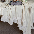 GLORY SEASON Retro Farmhouse Ruffle Tablecloth Cotton Flounces Trim Washable Table Cover Tablecloths for Rectangle Table Baby Shower Kitchen Party Wedding Decor, 52''x70'' - Image 5