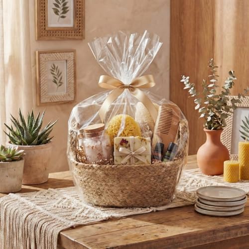 Colingmill 2 Pack Empty Gift Basket with Gift Bag and Ribbons, 12×10×8” Natural Wicker Basket, Storage Natural Rope Baskets, Decorative Gifts Organizer for Baby Showers, Raffle, Wedding, Birthday - Image 4