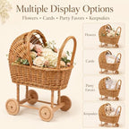 Large Wicker Baby Carriage Basket for Baby Shower Decor - 21.9-Inch - Image 6