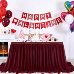 Burgundy Table Skirt for Party：2 Layer Chiffon Table Skirts Rectangle Tables Baby Shower Wedding Birthday Decorations 9FT - Image 2
