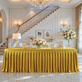 Gold Satin Tablecloths Rectangle 6FT, Glitter Spandex Fitted Stretch Table Covers Wrinkle-Free Floor Length Shimmer Table Skirt for Weddings Parties Baby Shower Banquets Vendor Events by Partisky