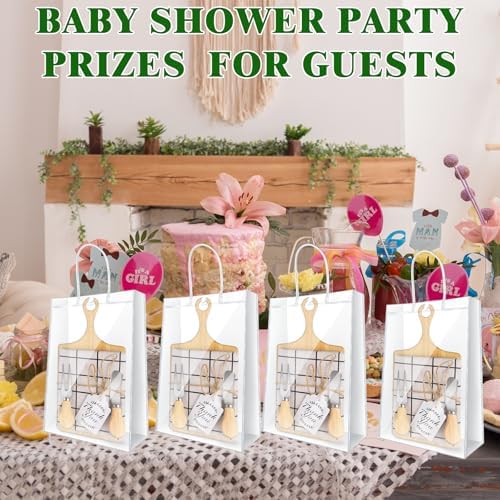 37 Pcs Baby Shower Game Prizes for Winners 6 Sets Baby Shower Prizes for Game Player with Bamboo Cheese Board Oak Cutlery Placemats Tags Bags - Image 4