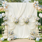20x12ft Ivory Backdrop Curtains, Cream Drapes for Backdrop Ivory Draping Fabric for Wedding Party Bridal Baby Shower Prom Birthday Graduation 5x12FT, 4 Panels - Image 3