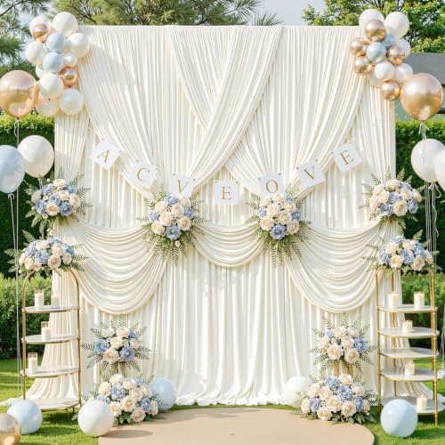 20x12ft Ivory Backdrop Curtains, Cream Drapes for Backdrop Ivory Draping Fabric for Wedding Party Bridal Baby Shower Prom Birthday Graduation 5x12FT, 4 Panels - Image 3