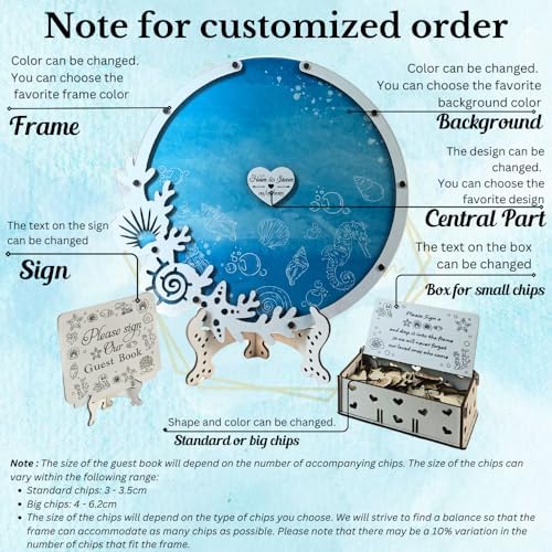 Beach Wedding Guest Book Alternative, Wooden Heart Drop Box Seashell Tokens - Image 7