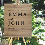 Andaz Press Large Wooden Welcome Sign for Wedding Rustic Welcome Sign 16" x 20" Custom Names Date & Location Modern Wedding Signage English Oak MDF Wood Finish Wedding Reception Indoor Outdoor Signs - Image 4