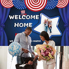 Custom Welcome Home Decorations Kit Military Welcome Home Banner Red White and Blue Balloons Patriotic Paper Fans Star Streamers Tablecloth for Patriotic Memorial Day Deployment Returning Party Decor(5x7.5ft) - Image 5