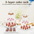 Lazycorner 10 Pcs Dessert Table Display Stands Set , with 6 Pcs 3-Tier Cupcake Stand & 4 Pcs Food Serving Tray - Cookie Tray Rack Serving Tray Cake Display Tower - White - Image 3