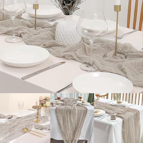 12 Pack Rose Brown Cheesecloth Table Runner 10FT Rustic Gauze Fabric Cheese Cloth Table Runner for Wedding Bridal Baby Shower Table Decor Boho Sheer Birthday Party Table Decorations 20 x 120 Inch Long - Image 6