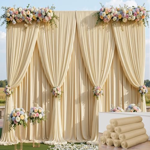 50x15ft Champagne Backdrop Curtains for Parties, Wrinkle Free Polyester Photo Backdrop Drapes 10 Panels 15 ft Long Back Drop Cloth for Wedding Birthday Photography Background Party - Image 6