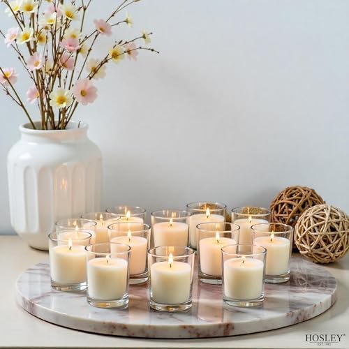 Hosley 48 Pack White Unscented Votive Candles, Clear Glass, Hand-Poured Wax, Bulk Wedding & Party Candles for Gifts, Tables, Aromatherapy & Holidays Party Weddings Birthdays (White) - Image 3