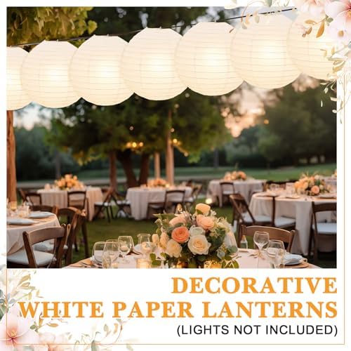 Treela 48pack White Chinese Paper Lanterns for Wedding Party Decor, 10" - Image 5